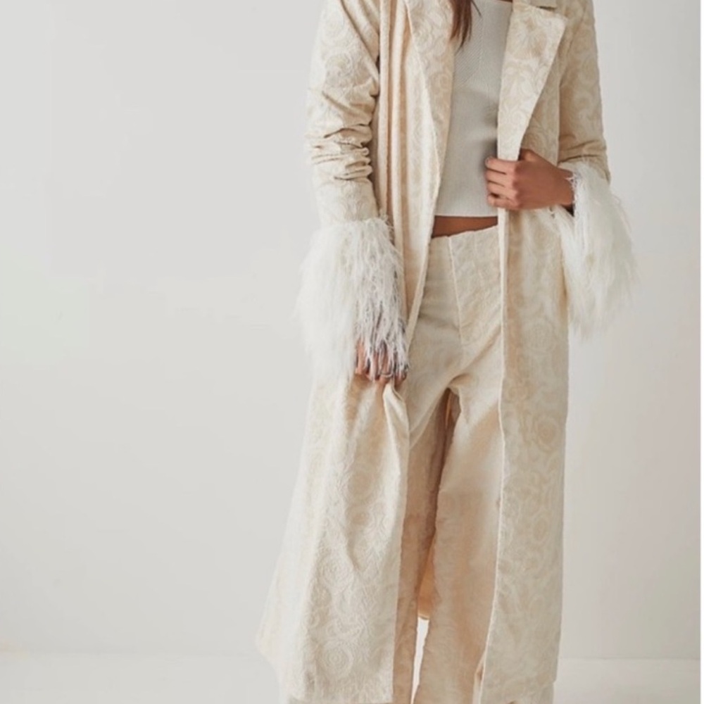 EUC Free People Bali Margot Brocade Cream Trench Coat